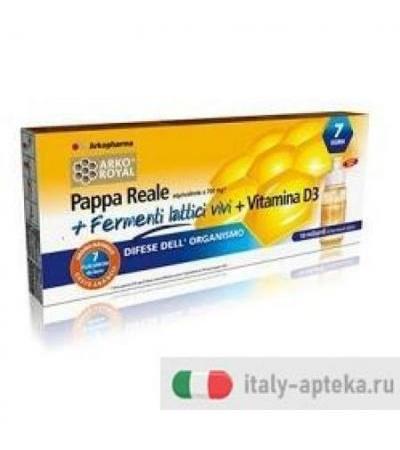 Arkopharma Arkoroyal Pappa Reale Fermenti Lattici + Vitamina D3 Adulti 7 Flaconcini