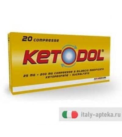 Ketodol 20 Compresse 25mg+200mg RM