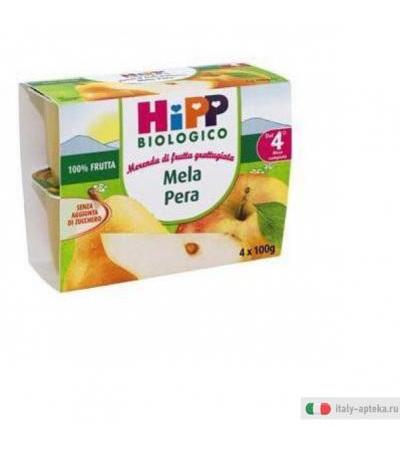 Hipp Bio frutta Grattugiata Mela Pera 100 g 4 Vasetti
