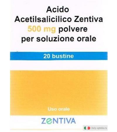 Acido Acetilsalicilico Zentiva 500 mg polvere per soluzione orale 20 bustine