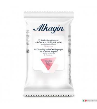 Alkagin 15 Salviettine Detergenti e Rinfrescanti per l'igiene intima