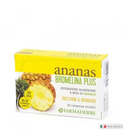 Ananas Bromelina Plus utile per il drenaggio e il microcircolo 30 compresse