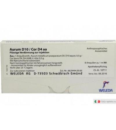 Aurum D10/COR D4 Medicinale Omeopatico Utile Nei Processi Biologici Cardiaci 8 Fiale