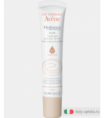 Avene Hydrance Optimale ricca idratante perfezionatore del colore SPF30 pelli sensibili secche 40ml