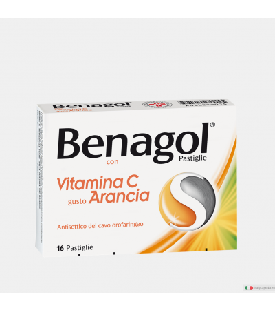 Benagol Vitamina C antisettico cavo orale 16 pastiglie gusto arancia