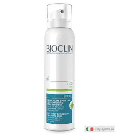 Bioclin Deodorante 24h Spray Dry senza profumo per pelli sensibili 150ml