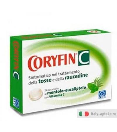 Coryfin C tosse e raucedine 24 caramelle mentolo gusto mentolo eucalipto