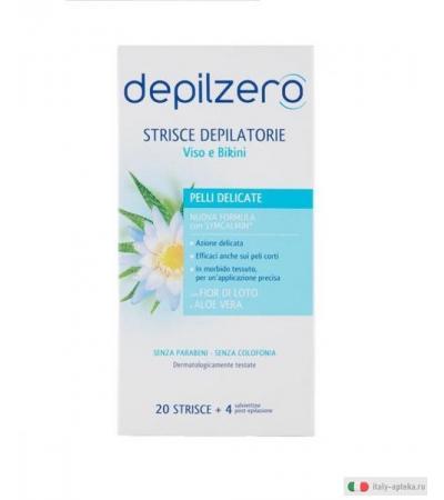 Depilzero Strisce Depilatorie viso e bikini 20 strisce +4 salviettine post-epilazione