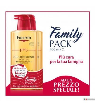 Eucerin OFFERTA FAMILY PACK Olio Detergente Doccia pH5 2x400ml