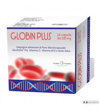 Globin Plus Integratore di ferro, vitamina C, B12 e Acido Folico 24 capsule da 500 mg