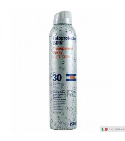 Isdin Fotoprotector Transparent Spray WET SKIN SPF30+ protezione solare per pelle bagnata 250ml