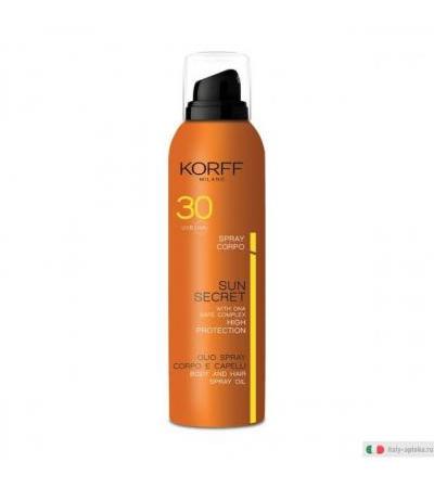 Korff Sun Secret Olio Spray per Corpo e Capelli SPF30 200ml