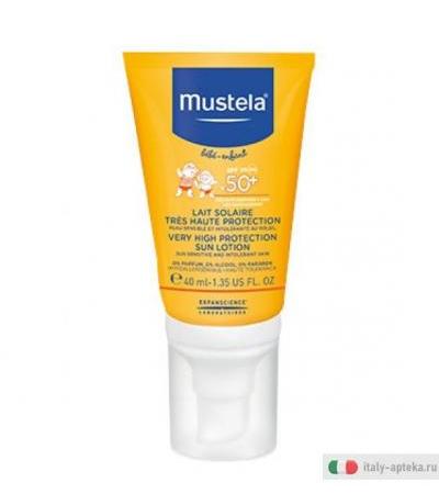 Mustela Bébé Latte Solare SPF50+ protezione molto alta viso pelle delicata e fragile 40ml