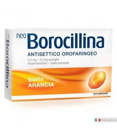 NeoBorocillina Antisettico Orofaringeo 16 pastiglie gusto arancia