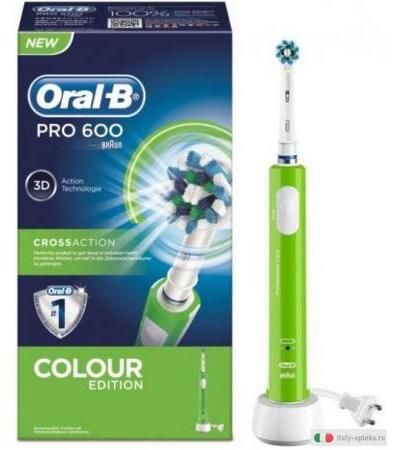 Oral-B Pro 600 Spazzolino elettrico ricaricabile CrossAction Braun edizione verde