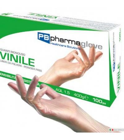 PB Pharma Glove Guanto Vinile libero da polvere taglia L 100 pezzi