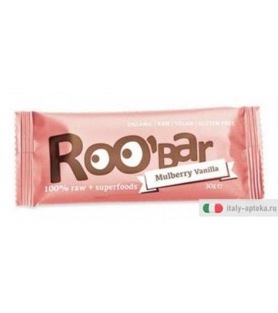 Roo'bar barretta mora di gelso bianco e vaniglia Bio 100% cruda 30gr