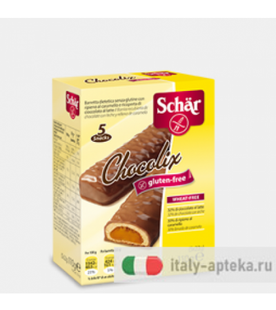 Schar Chocolix barretta con ripieno al caramello e ricoperta di cioccolato al latte senza glutine 5x22g