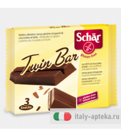 Schar Twin Bar wafers ricoperti di cioccolato al latte senza glutine 3x21,5g