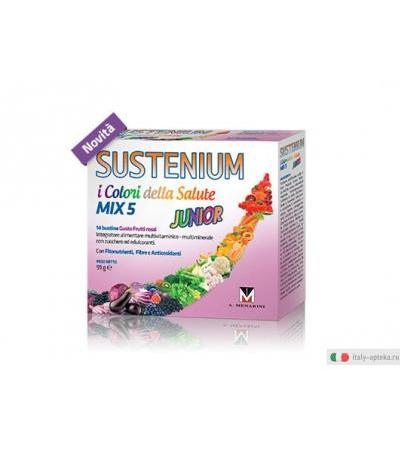 Sustenium I Colori della salute Mix5 Junior multivitaminico 14 bustine gusto frutti rossi