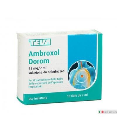 TEVA Ambroxol Dorom 15 mg/2 ml soluzione da nebulizzare per l'apparato respiratorio 10 fiale da 2 ml