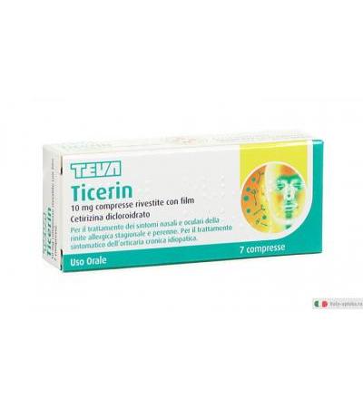 TEVA Ticerin 10 mg Cetirizina dicloroidrato compresse per rinite allergica e orticaria 7 compresse