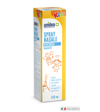 Unidea Acqua di Mare Ipertonica spray per bambini utile in caso di raffreddori e allergie 125ml