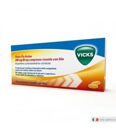 Vicks Flu Action per febbre e raffreddore 12 compresse
