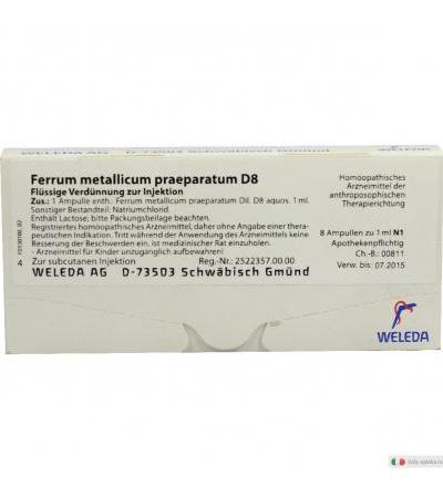 Weleda Ferrum Metallicum Praeparatum D8 medicinale omeopatico 8 fiale
