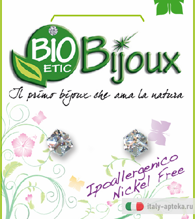 Bioetic Bijoux Orecchino Cubo 4mm Crystal
