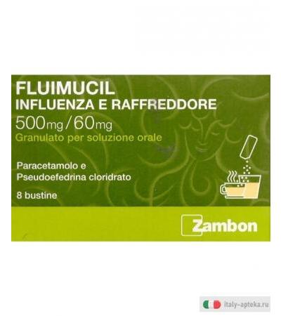 Fluimucil Influenza Raffreddore 500mg/60mg 8 Buste