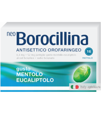 Neoborocillina Antisettico Orofaringeo 16 Pastiglie Mentolo Eucaliptolo