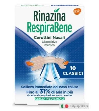 Rinazina Respirabene 10 Cerottini Nasali Classici