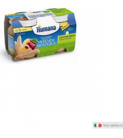 Humana Omogeneizzato Biologico alla Mela Banana Biscotto 2x120 g