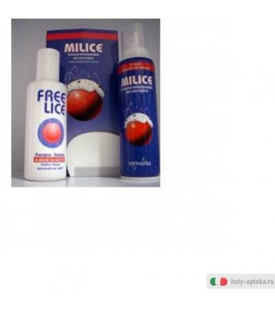 milice + freelice trattamento anti pidocchi composto da schiuma e shampoo.