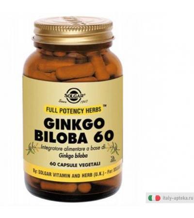 Solgar Ginkgo Biloba 60 Integratore Alimentare 60 Capsule Vegetali