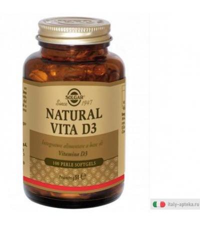 Solgar Integratori Linea Vitamine Natural vita D3 100 Perle Softgels