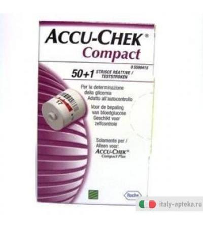 51 strisce per misuratore glicemia Accu Chek Compact Plus