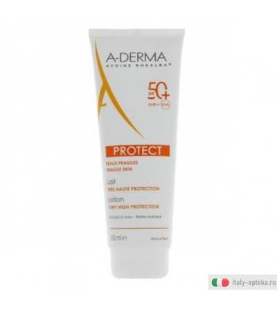 A-Derma Protect Latte solare viso e corpo protezione molto alta SPF50+ per pelle fragile 250ml