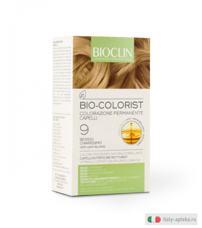 Bioclin Bio-Colorist colorazione permanente dei capelli n.9 Biondo Chiarissimo