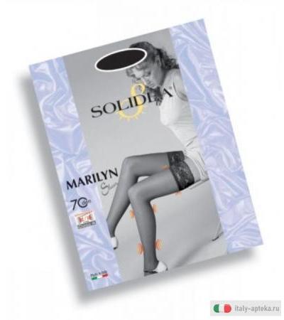 Calza autoreggente 70 denari a maglia liscia SOLIDEA Marilyn colore Nero taglia 1S
