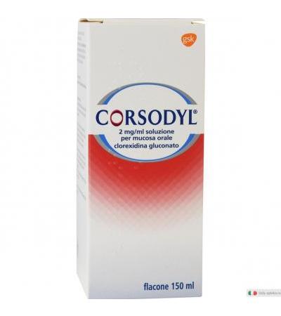 Corsodyl disinfettante soluzione per mucosa orale flacone150 ml 2mg/ml clorexidina gluconato