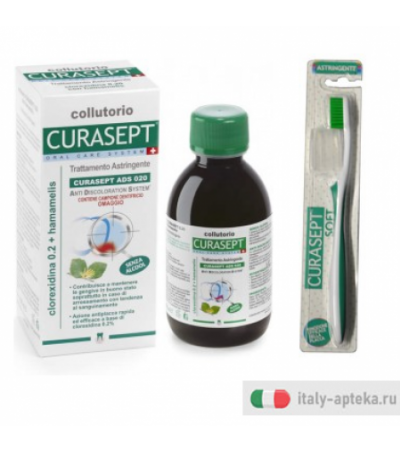 Curasept Pack Duo Collutorio ads 020 trattamento astringente 200ml + spazzolino soft