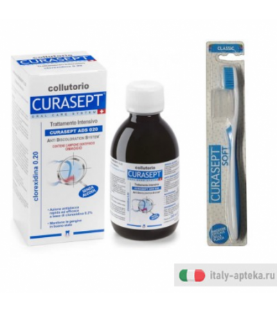 Curasept Pack Duo Collutorio ads 020 trattamento intensivo 200ml + spazzolino soft