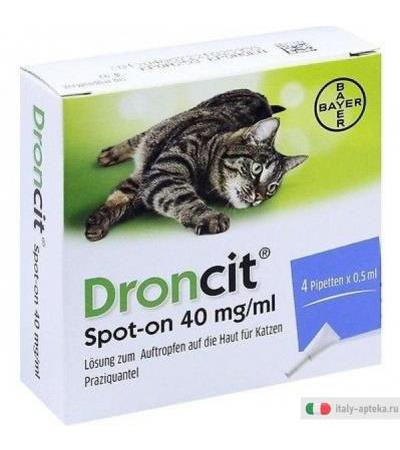 Droncit spot-on 20 mg Gatto 4 tubetti da 0,5 ml