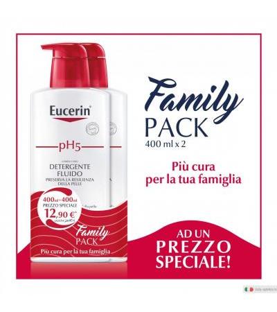 Eucerin OFFERTA FAMILY PACK Detergente Fluido pH5 2x400ml