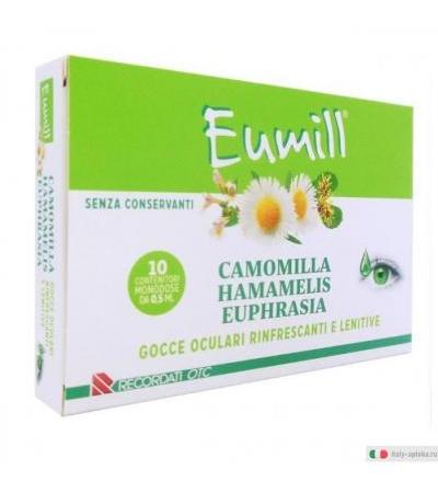 Eumill collirio gocce oculari rinfrescanti Camomilla Hamamelis Euphrasia 10 contenitori monodose