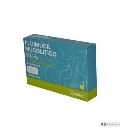 Fluimucil Mucolitico 600mg utile in caso di tosse e raffreddore 10 compresse effervescenti gusto arancia