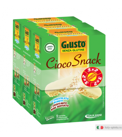 Giusto Senza Glutine Cioco Snack cioccolato bianco offerta speciale 3x2 15 barrette