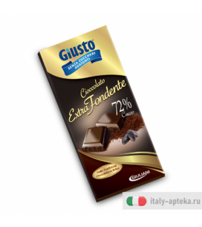 Giusto Tavoletta Cioccolato Extra Fondente 72% di cacao senza zucchero 100g